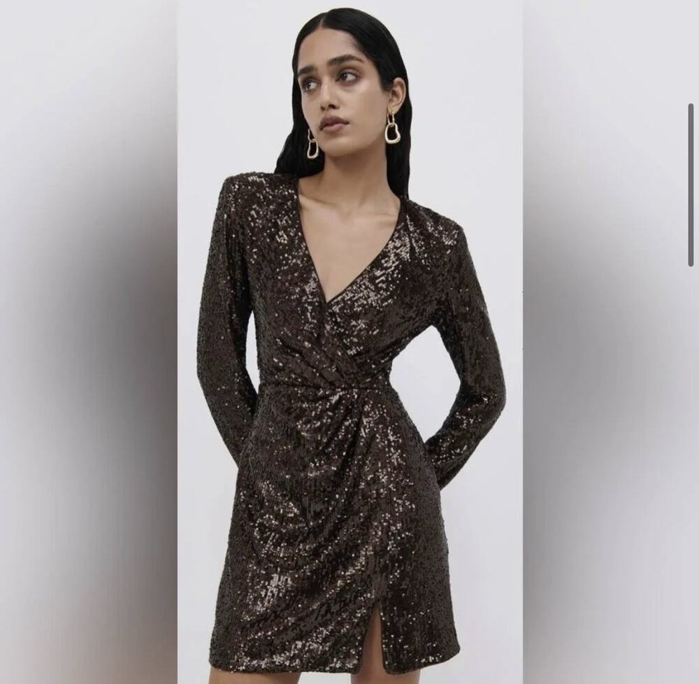 Jonathan Simkhai Monty Hammered Sequins Blazer Dress Sable Size 2 NWT $595 MSRP